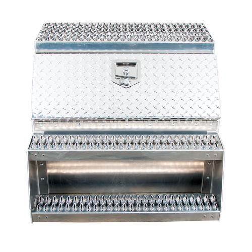 30"L X 25"W X 28"H Aluminum Step Saddle Box 30"L X 25"W X 28"H Aluminum Step Saddle Box