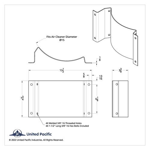 15" Peterbilt Stainless Air Cleaner Mounting Plate 15" Peterbilt Stainless Air Cleaner Mounting Plate