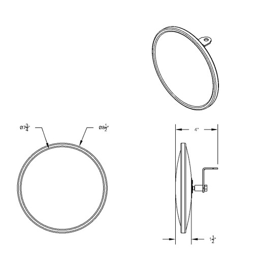 8-1/2" 430 Stainless Steel Heated 320R Convex Mirror - Centered Mounting Stud 8-1/2" 430 Stainless Steel Heated 320R Convex Mirror - Centered Mounting Stud