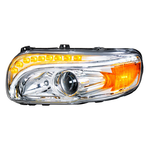 Chrome Projection Headlight With LED Turn & DRL For Peterbilt 389 (2008-2023) & 388 (2008-2015)- Driver Chrome Projection Headlight With LED Turn & DRL For Peterbilt 389 (2008-2023) & 388 (2008-2015)- Driver