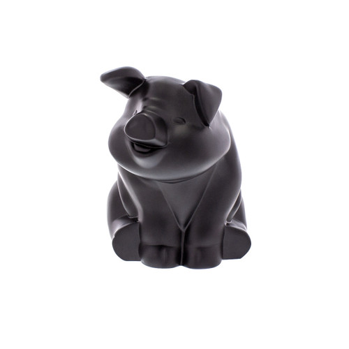 Die-Cast Sitting Pig Hood Ornament - Matte Black Die-Cast Sitting Pig Hood Ornament - Matte Black