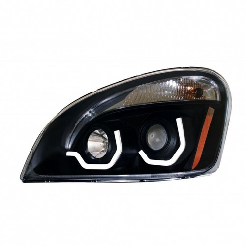 Blackout Projection Headlight With White LED Position Light For 2008-2017 Freightliner Cascadia - Driver Blackout Projection Headlight With White LED Position Light For 2008-2017 Freightliner Cascadia - Driver
