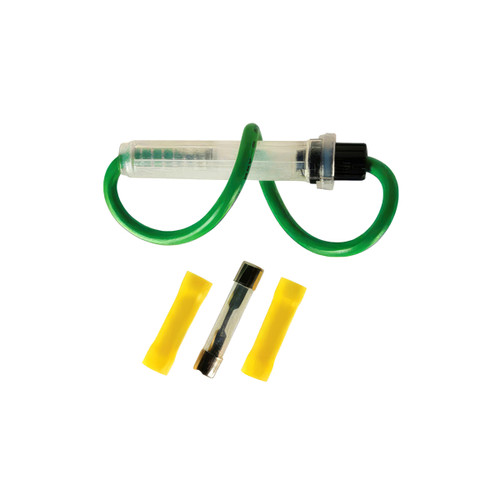 In-Line Glass Fuseholder 12 AWG 6.5" Wire w / (1)20 Amp AGC Fuse & (2)Vinyl Terminals, 1 Set. In-Line Glass Fuseholder 12 AWG 6.5" Wire w / (1)20 Amp AGC Fuse & (2)Vinyl Terminals, 1 Set.