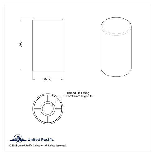 33mm x 3-1/2" Chrome Plastic Cylinder Nut Covers - Thread-On (Color Box of 10) 33mm x 3-1/2" Chrome Plastic Cylinder Nut Covers - Thread-On (Color Box of 10)