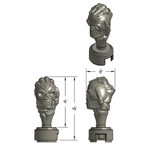 Thread-On Skull Gearshift Knob With 13/15/18 Speed Adapter - Chrome