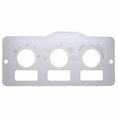 Peterbilt Stainless A/C Control Plate - 3 Square Opening Peterbilt Stainless A/C Control Plate - 3 Square Opening