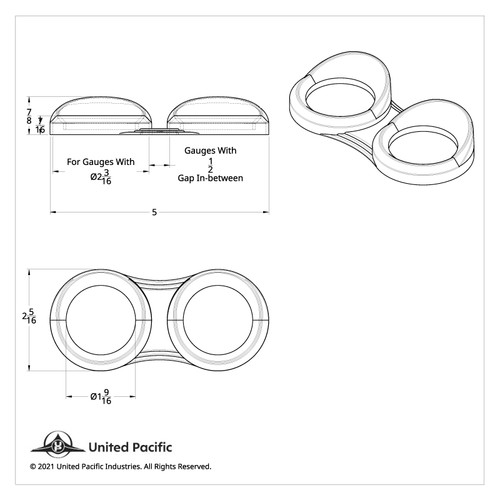 2 Gauge Cluster Bezel With Visor For 2006+ Peterbilt - Horizontal 2 Gauge Cluster Bezel With Visor For 2006+ Peterbilt - Horizontal