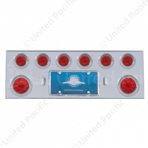 SS Rear Center Panel With Two 10 LED 4" Lights & 6X 13 LED 2.5" Lights & Visors -Red LED & Lens