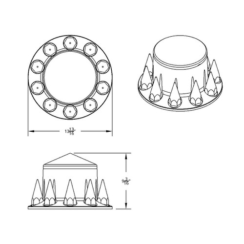 Pointed Rear Axle Cover With 33mm Spike Thread-On Nut Covers - Matte Black Pointed Rear Axle Cover With 33mm Spike Thread-On Nut Covers - Matte Black