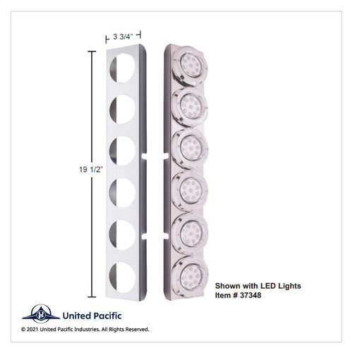 SS Rear Air Cleaner Bracket With 12X 9 LED 2" Reflector Lights & Bezels For Peterbilt-Red LED/Clear Lens SS Rear Air Cleaner Bracket With 12X 9 LED 2" Reflector Lights & Bezels For Peterbilt-Red LED/Clear Lens