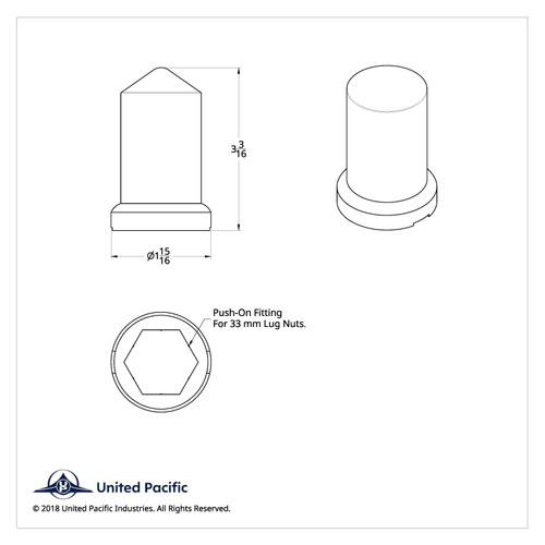33mm X 3-3/16" Chrome Plastic Pointed Nut Covers With Flange - Push-On (60-Pack) 33mm X 3-3/16" Chrome Plastic Pointed Nut Covers With Flange - Push-On (60-Pack)