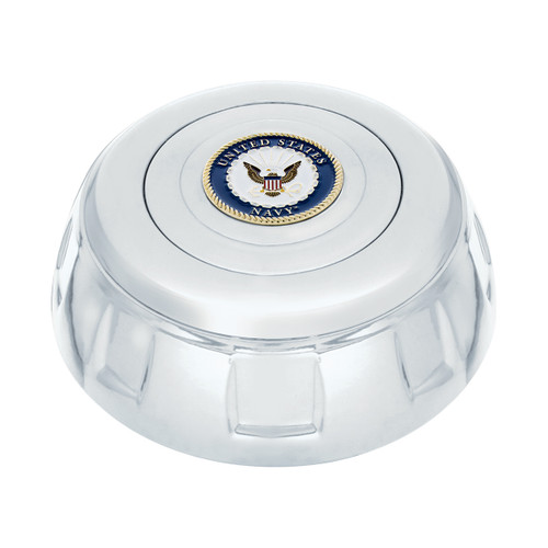 Chrome Aluminum Steering Wheel Horn Button With Metal Medallion, US Navy Chrome Aluminum Steering Wheel Horn Button With Metal Medallion, US Navy
