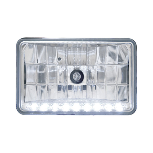 4" X 6" Crystal Headlight With 9 White LED Position Light - Low Beam 4" X 6" Crystal Headlight With 9 White LED Position Light - Low Beam