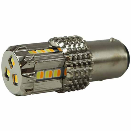 Amber/Blue 1157 LED Bulb 15 Diode W/ Chrome Aluminum Housing For Watermelon Glass Lens Amber/Blue 1157 LED Bulb 15 Diode W/ Chrome Aluminum Housing For Watermelon Glass Lens
