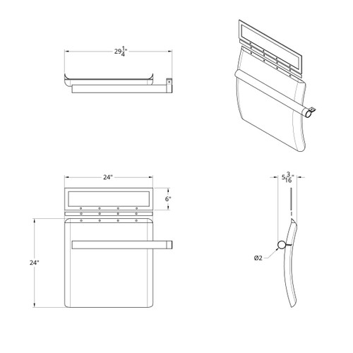 24" X 24" 430 Stainless Quarter Fender With Tube Bracket Set (Pair) 24" X 24" 430 Stainless Quarter Fender With Tube Bracket Set (Pair)