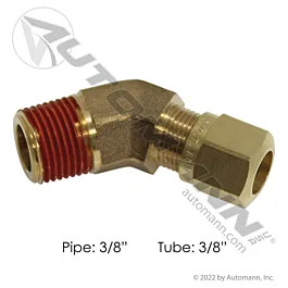 45 Degree Male Elbow 3/8" x 3/8NPT Chrome Truck Air Fitting