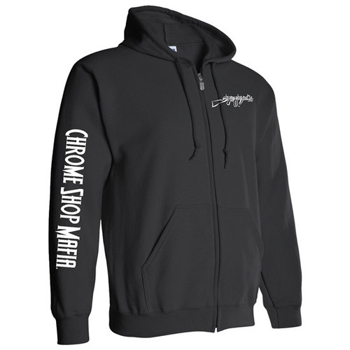 CSM Tommy Gun Logo Black Zip Up Hoodie - Large Trucker Apparel