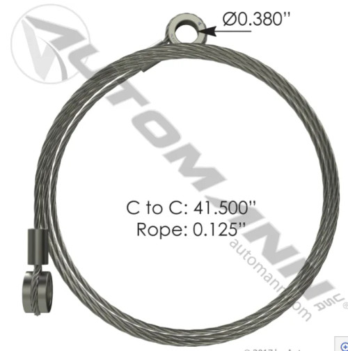 Peterbilt Hood Cable - Heavy Duty Chrome Replacement Cable