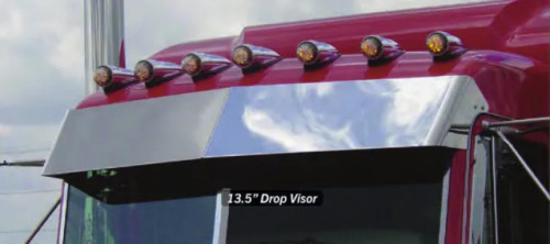 13.5" Drop Visor Blind Mount - Cab Mounted Mirrors Flat Top