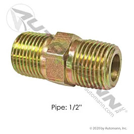 1/2 NPT Steel Hex Nipple - Heavy Duty Truck Air Line Fitting