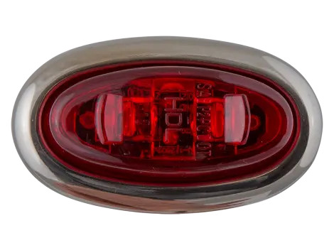 2" Mini Oval Red Clearance Marker Light - Stainless Steel Bezel