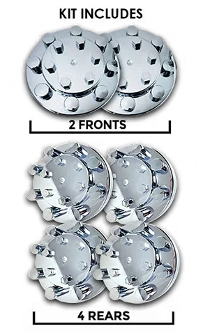 Chrome Front & Rear Axle Cover Kit with Top Hat Nut Covers