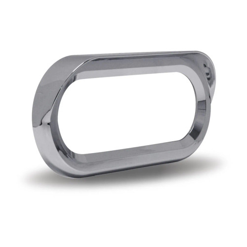 6" Oval Light Bezel Chrome with Visor - Screw On Mount ABS