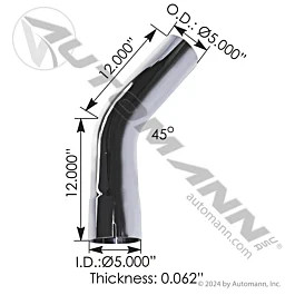 5 Inch Chrome Exhaust Elbow 45 Degree - Semi Truck ID-OD