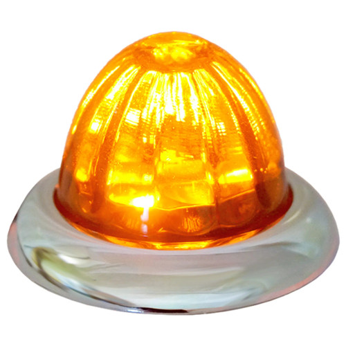 1.5" Watermelon Amber LED Light Chrome Bezel Stud Mount Dual Function