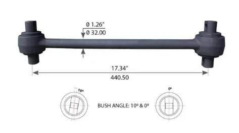 Heavy Duty Chrome Torque Rod - Semi Truck Suspension Component