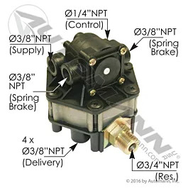 FF2 Type Full Function Valve - Heavy Duty Semi Truck Air System