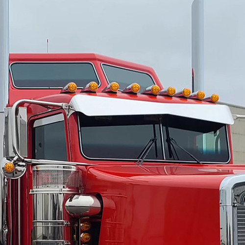 Chrome Shop Mafia 2 Piece Bus Windshield Glass For Older Style Kenworth W900B, W900L W/ Flat Glass