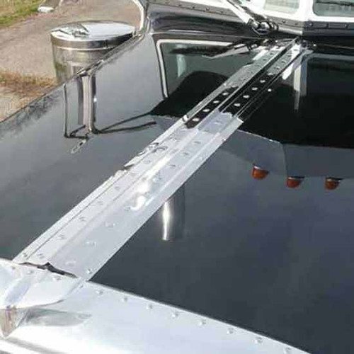 Chrome Shop Mafia Stainless Steel Wide Top Of Hood Trim W/ Dimples For Peterbilt 379 Chrome Shop Mafia Stainless Steel Wide Top Of Hood Trim W/ Dimples For Peterbilt 379