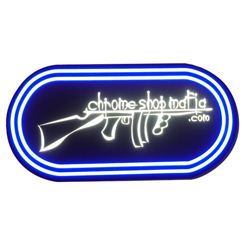 Chrome Shop Mafia - Neon Wall Sign Blue W/ White Tommy Gun Logo Chrome Shop Mafia - Neon Wall Sign Blue W/ White Tommy Gun Logo