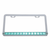 Chrome License Plate Frame With 14 LED 12" Light Bar - Green LED/Clear Lens