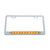 Chrome License Plate Frame With 10 LED 9" Light Bar - Amber LED/Clear Lens