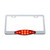 Chrome License Plate Frame With 10 LED Cats Eye Light - Red LED/Red Lens