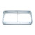 14 LED Chrome Rectangular Dual Headlight Bezel With Visor - White LED/Clear Lens