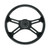18" Matte Black 4 Spoke Steering Wheel With Horn Bezel & Button-Gloss Black