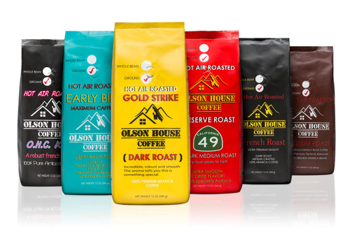 FREE SHIP 4 pack of coffee bean coffee types. 12OZ BAGS of WHOLE BEAN COFFEE