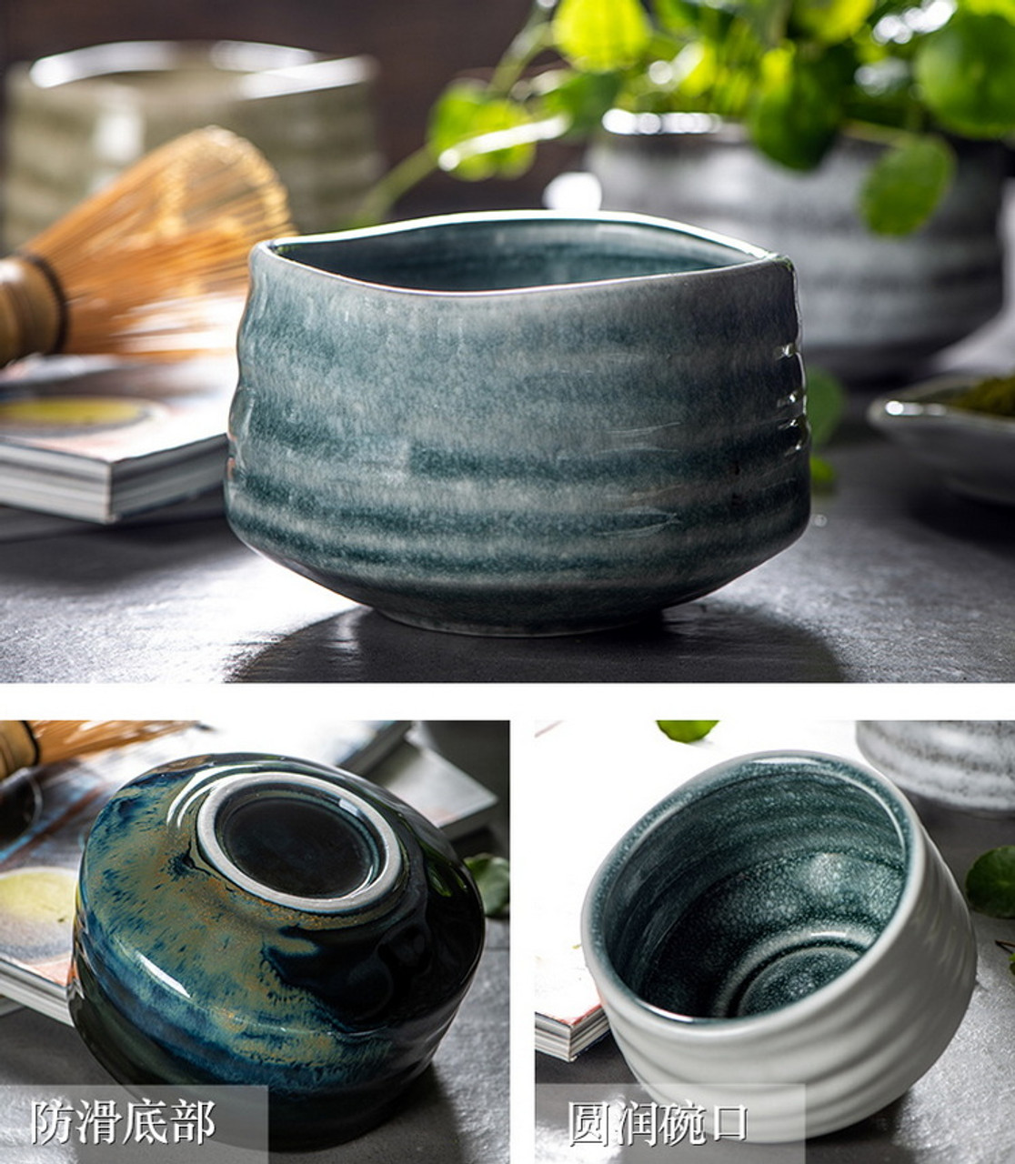 AIYICIII Ceramic Matcha Bowl, Handmade Japanese Green Tea Whisk Cup,Matcha  Tea Bowl For Ceremony Chawan 500ml 17oz (Matcha Green)