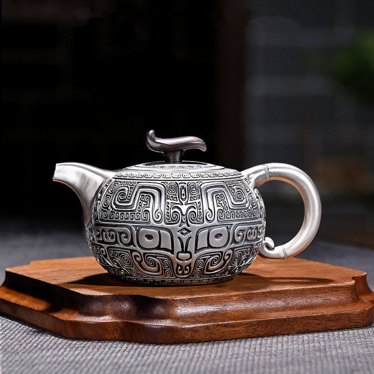 Handmade Teapot Pure 999 Silver 850ml 495gr Japanese Style Herbal