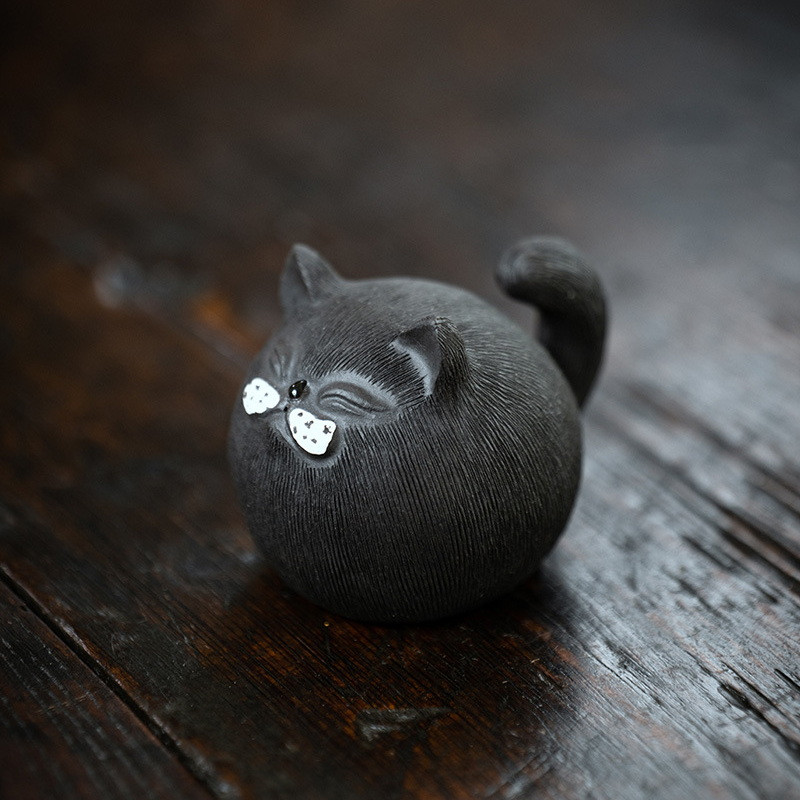 Handmade Yixing Zisha Clay Tea Pet Fat Orange Cat - Dragon Tea House