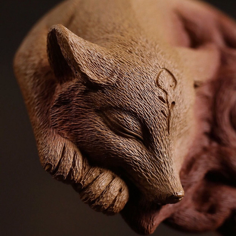 Handmade Yixing Zisha Clay Tea Pet Nine -tailed Fox - Dragon Tea House