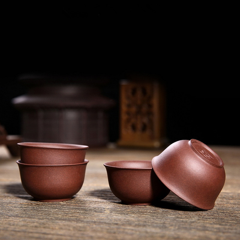Handmade Yixing Zisha Clay Teacup Chang Kou 25ml*4 - Dragon Tea House
