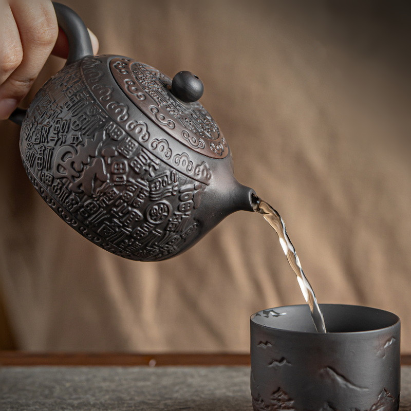 Bai Fu Xi Shi Jian Shui Purple Pottery Teapot 200ml - Dragon Tea House
