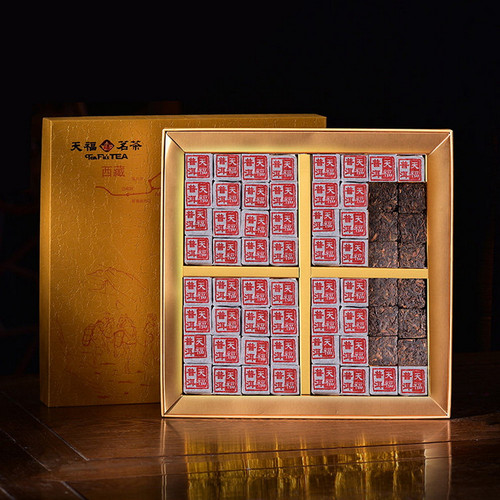 TenFu's TEA Brand Small Gold Brick Pu-erh Tea Brick 2026 384g Ripe
