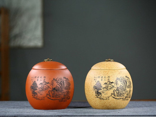 Handmade Yixing Zisha Clay Handmade Canister Jar Container  145x97x140mm