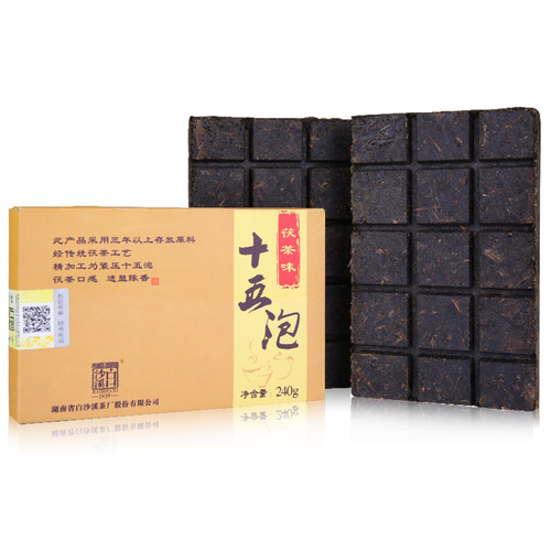 BAISHAXI Brand Fu Cha Wei Fifteen Bubble Hunan Anhua Dark Tea 240g Brick