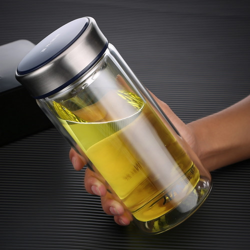 Large Airtight Double Wall Glass Thermos w/t Filter 730ml